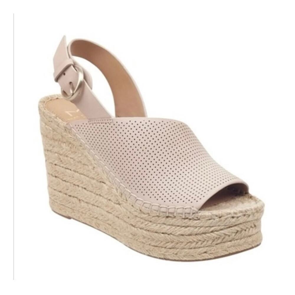 Marc Fisher Andela Espadrille Wedge Sandal Light Pink Nubuck Size 6.5